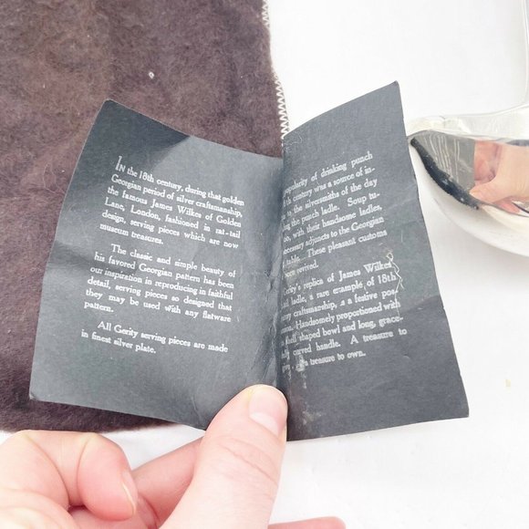 Gerity Georgian Silver Plate Serving Ladle Spoon G48 Cloth Bag Tag 12.5” - Picture 7 of 12